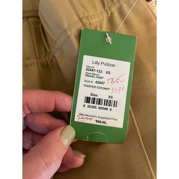 Lilly Pulitzer NWT Toasted Coconut Pull-On Travrl Pants XS - Picture 5 of 6